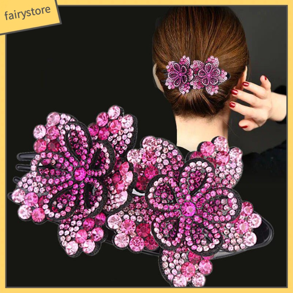 Kẹp Tóc Đính Đá Phong Cách Vintage Thanh Lịch Cho Nữ