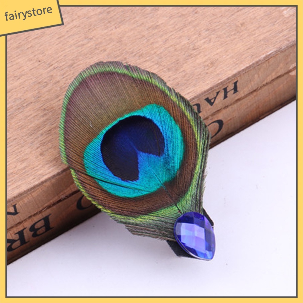 Kẹp Tóc Hình Lông Công Đính Đá Và Ngọc Trai Nhân Tạo Sang Trọng