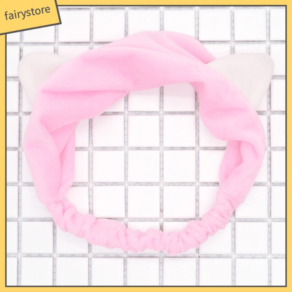 Băng Đô Tai Mèo Hoạt Hình Co Giãn Đáng Yêu Dành Cho Nữ Rửa Mặt Trang Điểm