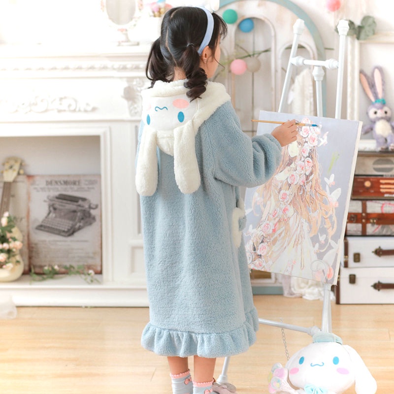 Đồ ngủ Lông Cừu San Hô Dày Dặn In Hoạt Hình Cinnamoroll Babycinnamoroll Dễ Thương Cho Bé Gái