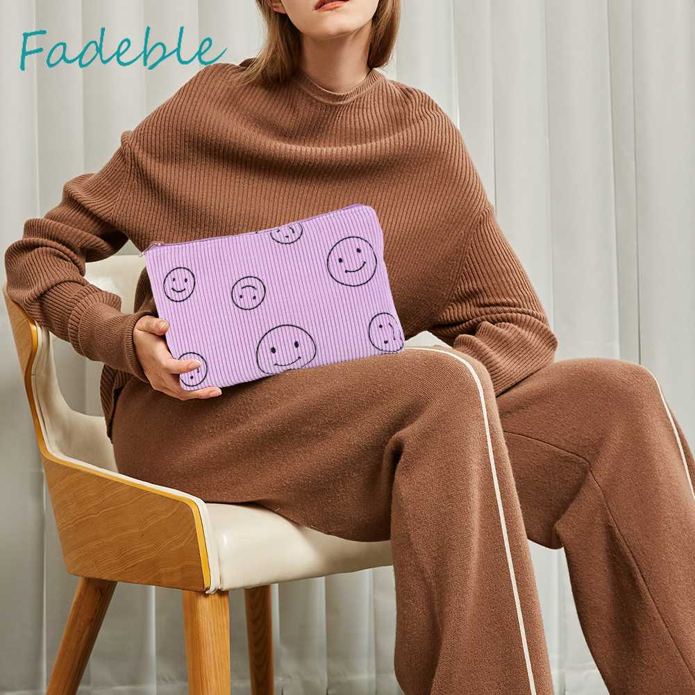 Túi Đựng Đồ Trang Điểm Hai Mặt Họa Tiết Cảm Xúc Dành Cho Nữ