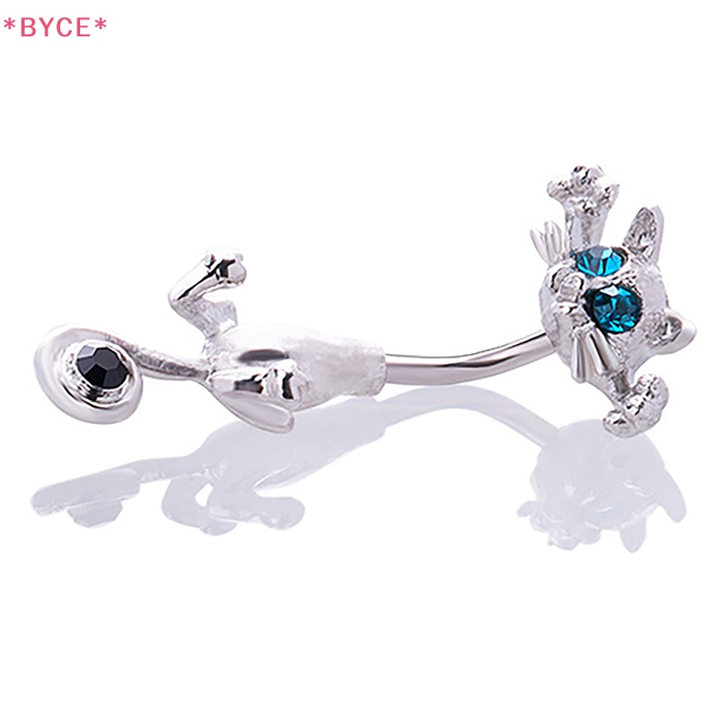 Khuyên Rốn Bằng Thép Không Gỉ Hình Mèo Đính Đá Chất Lượng Cao Quyến Rũ Cho Nữ Mới