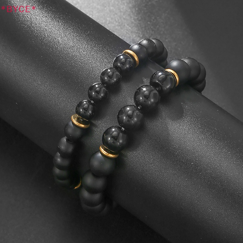Byce &gt; Vòng Tay Cặp Đôi Màu Đen Onyx Thiết Kế Đơn Giản Phong Cách Hàn Quốc Cá Tính Dành Cho Nam Và Nữ