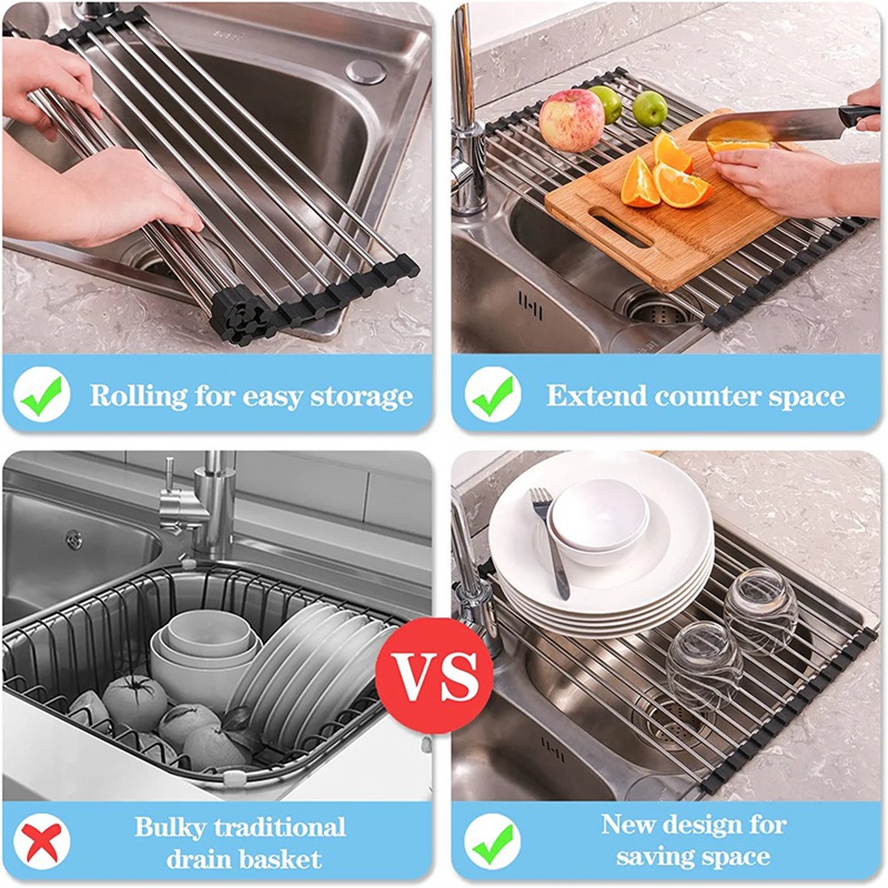 Giá Phơi Khô Chén Dĩa Dạng Cuộn Tiện Dụng Cho Nhà Bếp