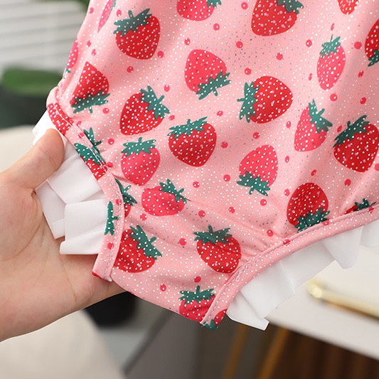 Bộ Đồ Bơi In Họa Tiết Dâu Tây Màu Sắc Xinh Xắn Thời Trang Cho Bé Gái Từ 1-6