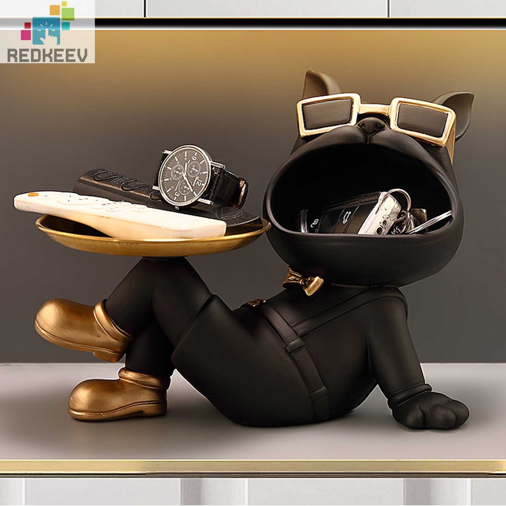 Hộp Đựng Vật Dụng Bằng Nhựa Resin Hình Chó Bull Trang Trí Bàn Phòng Khách