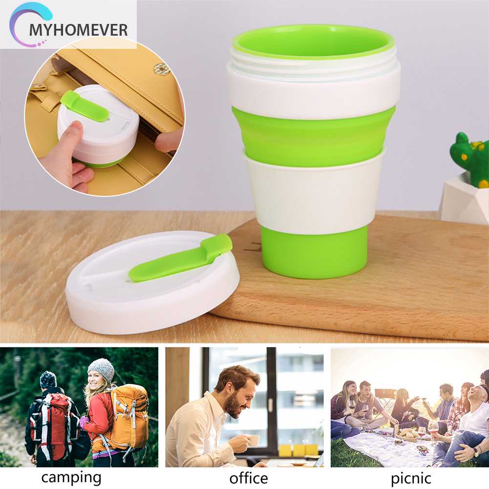 Cốc Uống Cà Phê 475ml Bằng Silicone Có Thể Tháo Rời Tiện Dụng Mang Theo Du Lịch