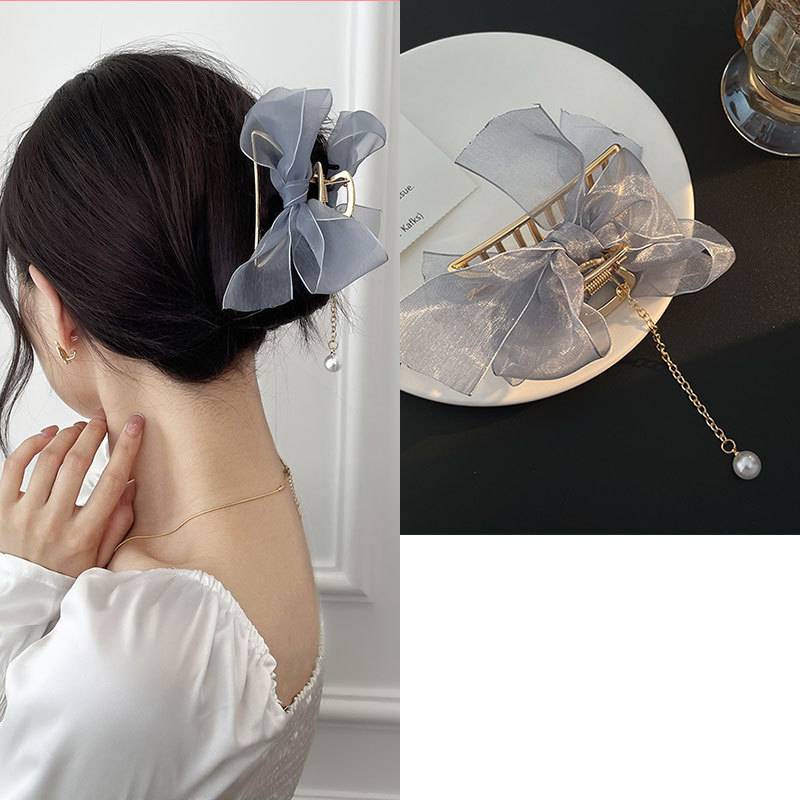 Kẹp Tóc Nơ Lưới Tua Rua Cá Tính Thời Trang