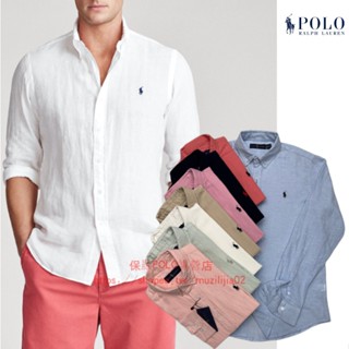 Áo Sơ Mi Mùa Hè POLO RL Mỹ POLO Vải Lanh Chất Liệu Công Sở Nam Dài Tay Áo Sơ Mi Mỏng Nam Top Nam Đáy Áo Sơ Mi
