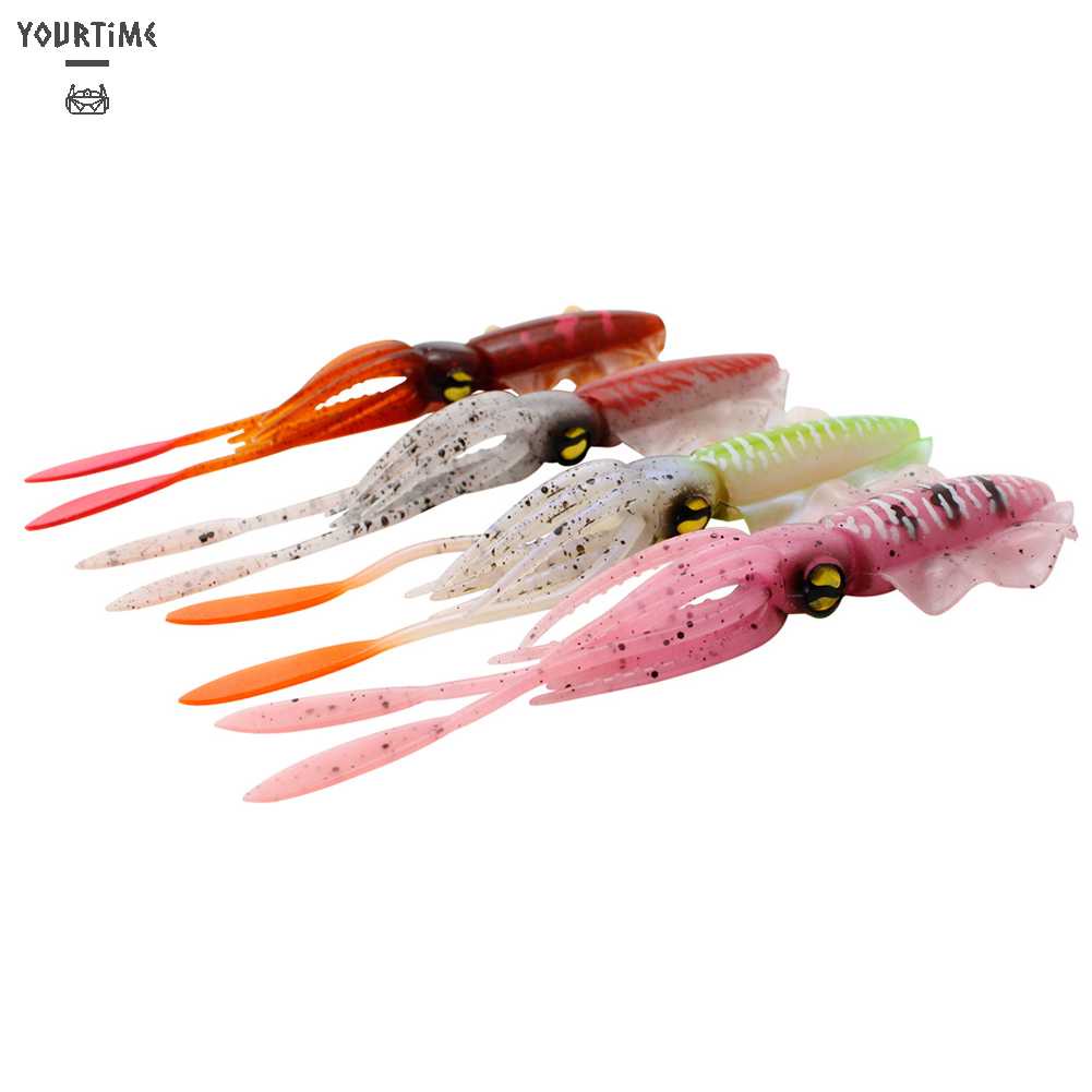 Mồi Câu Cá Giả Hình Bạch Tuộc 3D Phát Sáng 15cm Mềm