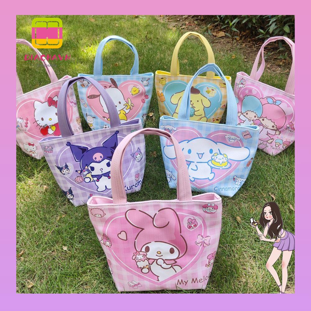Túi Tote Đeo Vai Bằng Vải Bạt Sức Chứa Lớn Họa Tiết My Melody
