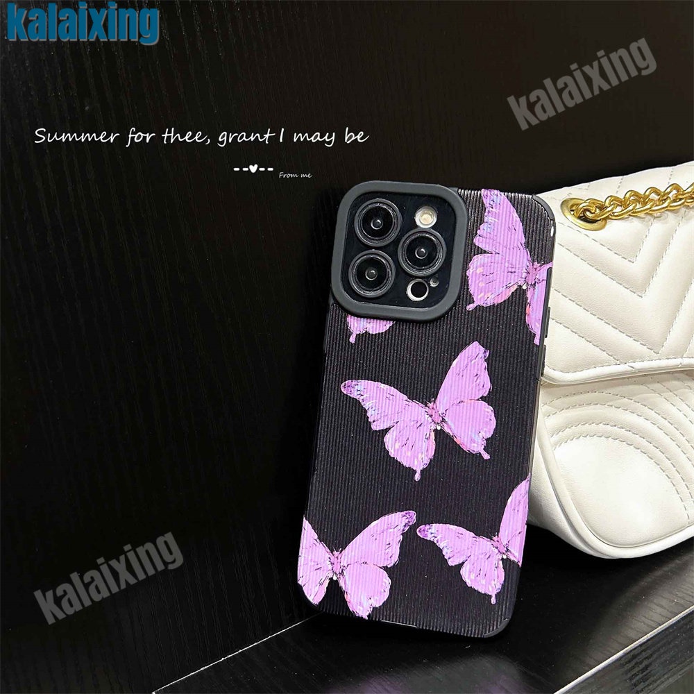 Ốp Điện Thoại Dẻo Viền Đen Họa Tiết Bươm Bướm Cho iPhone 11 12 13 14 Pro Max 14 Plus Xs Max X XR 7 8 Plus