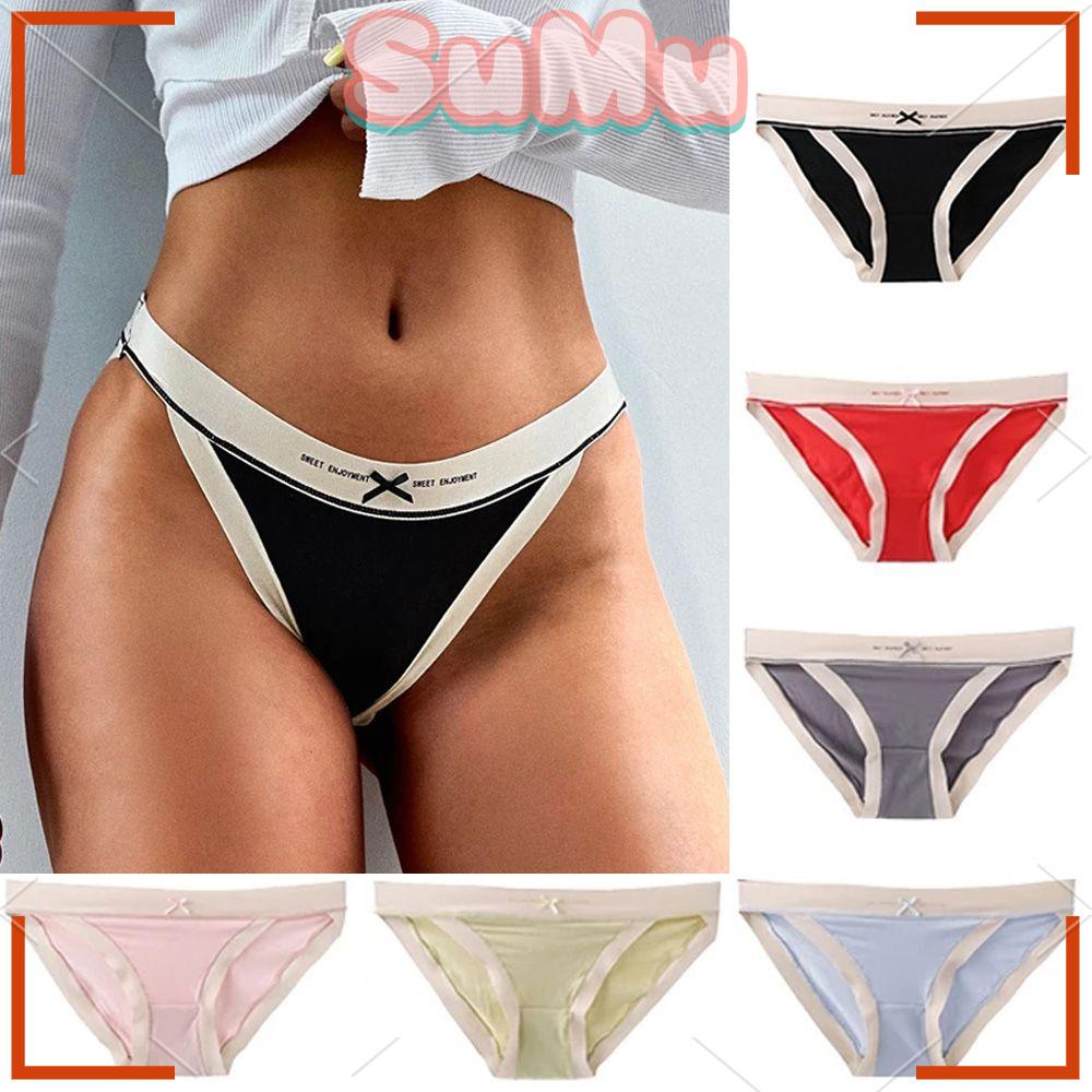 Sumu Quần Lót Ngắn Ghép Nối Màu Tương Phản Gợi Cảm Cho Nữ