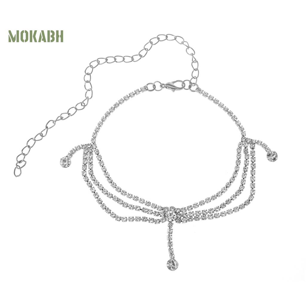 1 Lắc Chân Đính Đá Nhiều Lớp Có Thể Điều Chỉnh Thời Trang Mùa Hè Cho Nữ