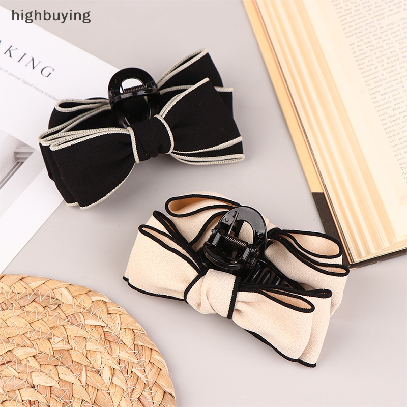 Kẹp Tóc Càng Cua Lớn Màu Trắng Đen Thanh Lịch Cho Nữ