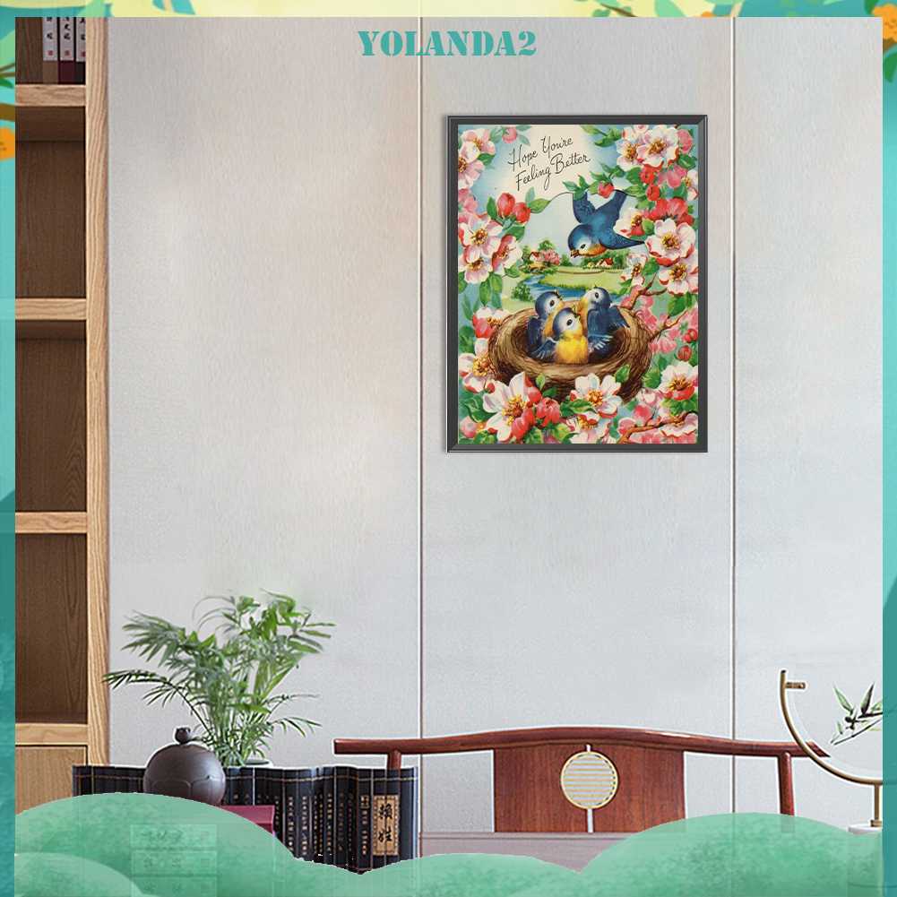 Tranh Đính Đá Kim Cương Toàn Bộ 5D DIY Hình Vẽ Chim Và Hoa