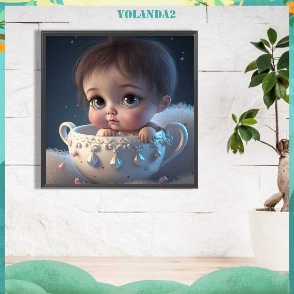 Bộ Tranh Đính Đá 5D Họa Tiết Em Bé Dễ Thương Độc Đáo DIY Dùng Trang Trí Nhà Cửa