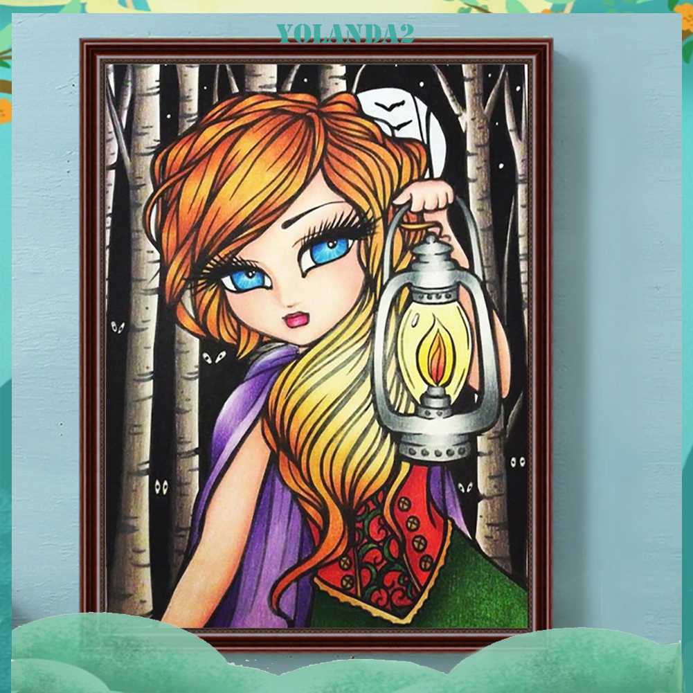 Bộ Tranh Đính Đá 5D Họa Tiết Hoạt Hình Cô Gái Độc Đáo DIY Dùng Trang Trí Nhà Cửa