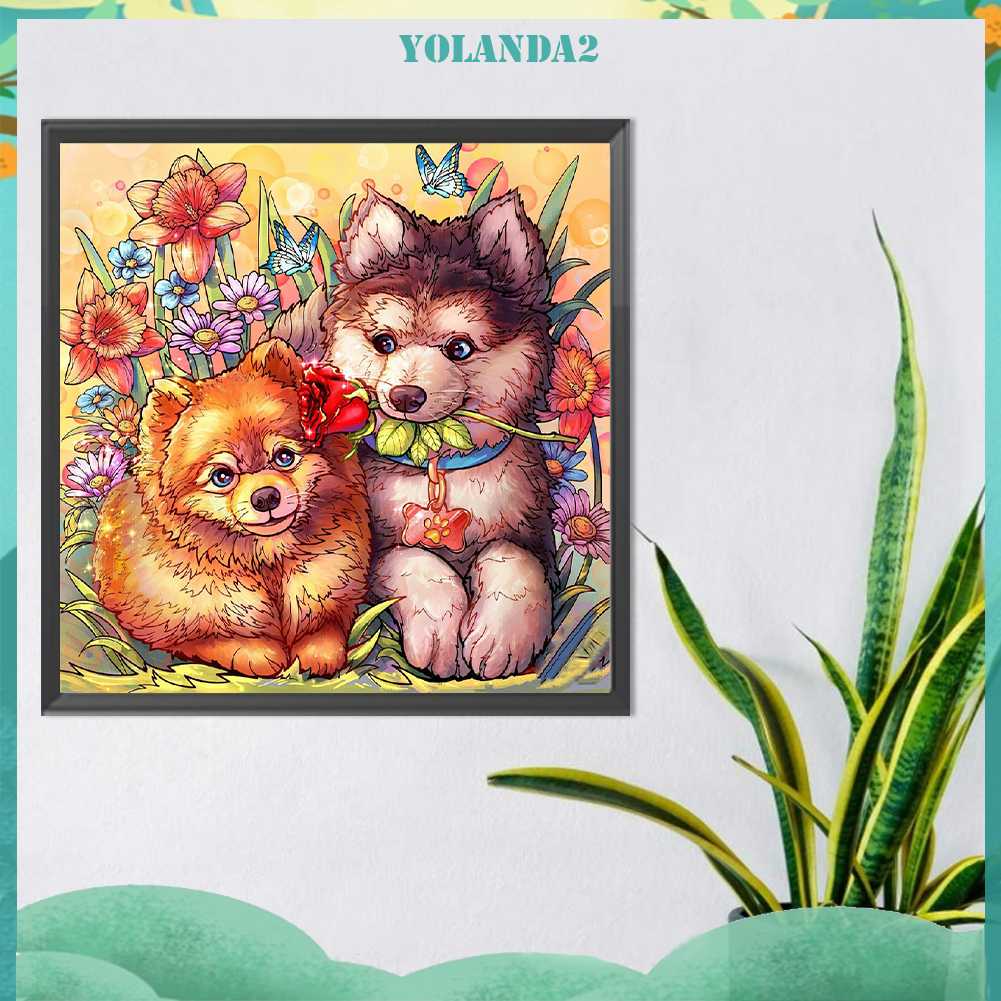 Tranh Đính Đá Kim Cương Toàn Bộ 5D DIY Hình Vẽ Chó Mèo Trang Trí Nhà Cửa