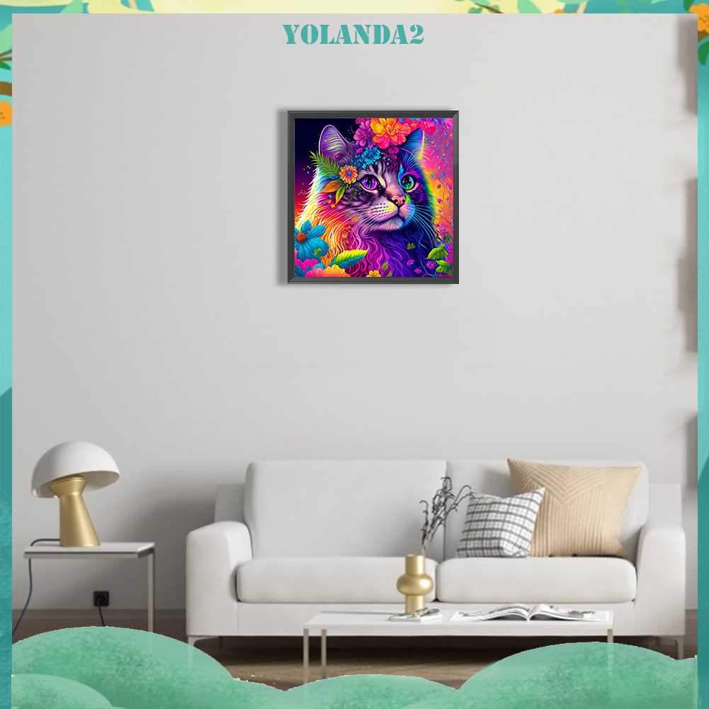 Tranh Đính Đá Kim Cương Toàn Bộ 5D DIY Hình Vẽ Mèo Trang Trí Nhà Cửa