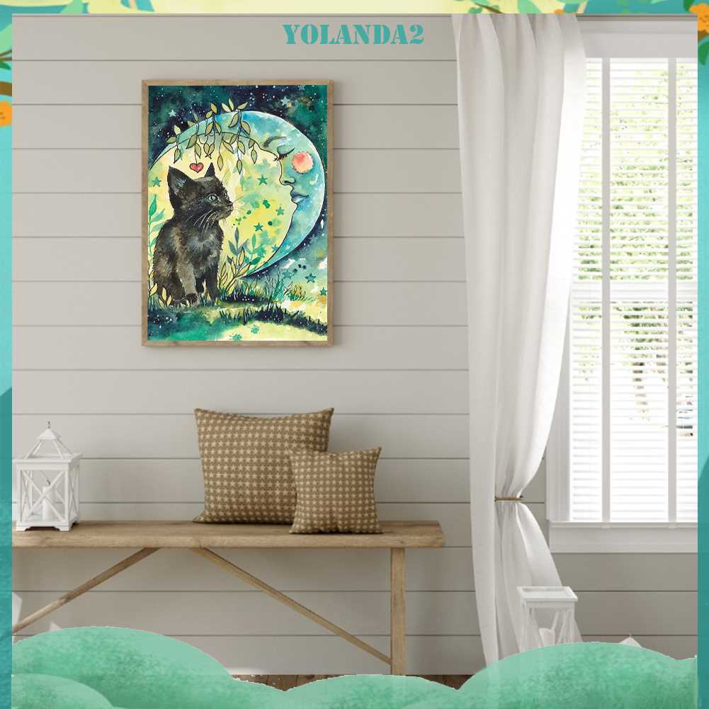 Tranh Đính Đá Kim Cương Toàn Bộ 5D DIY Hình Vẽ Mèo Trang Trí Nhà Cửa