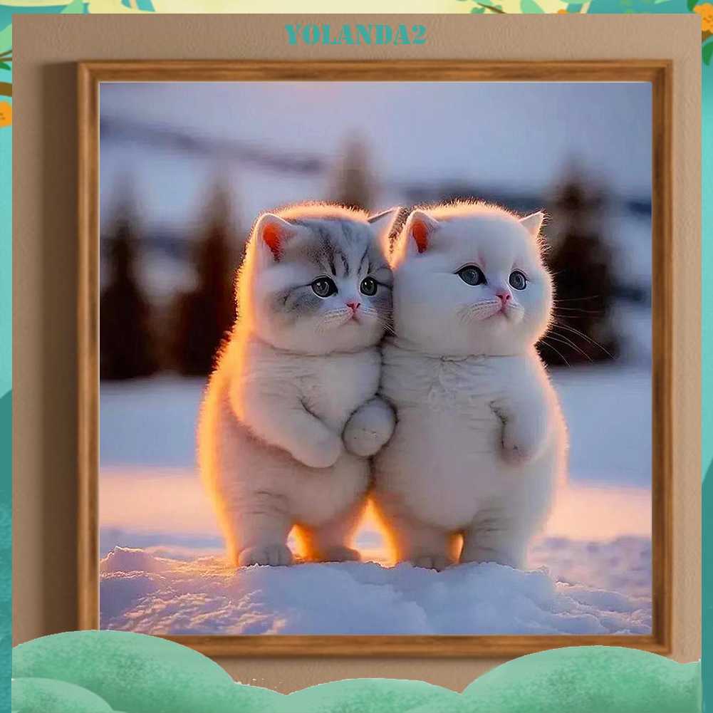 Tranh Đính Đá Kim Cương Toàn Bộ 5D DIY Hình Vẽ Mèo Trang Trí Nhà Cửa