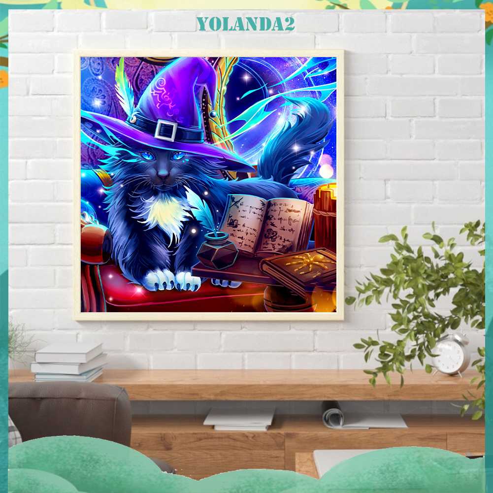 Tranh Đính Đá Kim Cương Toàn Bộ 5D DIY Hình Vẽ Mèo Trang Trí Nhà Cửa