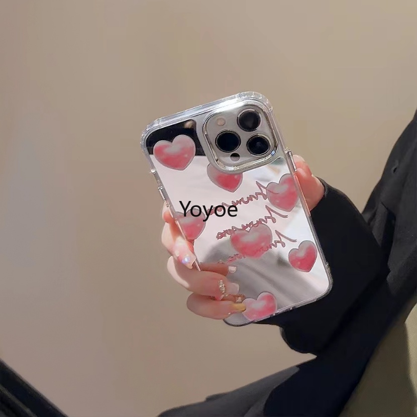 Ốp Điện Thoại Silicon Dẻo Trái Tim Màu Hồng Mạ Điện Sang Trọng Cho iPhone 14 Plus 13 12 11 Pro Max