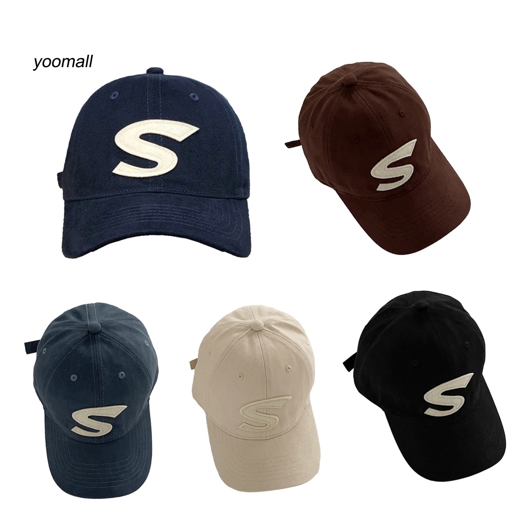 Mũ Lưỡi Trai Màu Trơn Thêu Chữ Phong Cách Hip Hop Thoáng Khí Chống Tia UV Màu Sắc Đơn Giản Dành Cho Nam Và Nữ