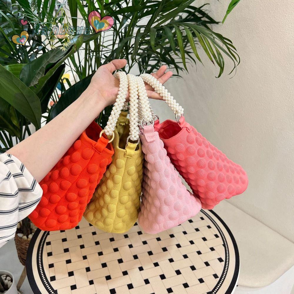 Túi Đeo Chéo Dệt Kim Màu Cầu Vồng Xinh Xắn Cho Nữ