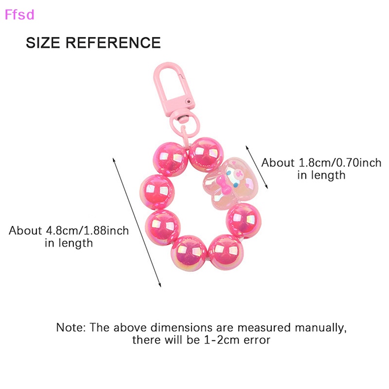 Móc Khóa Xỏ Hạt Màu Trơn Hình Thỏ Gấu Hoạt Hình Dễ Thương Trang Trí Túi Xách