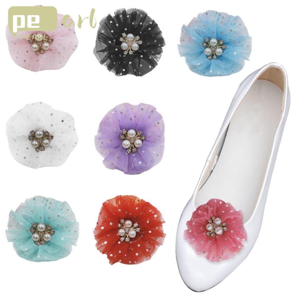 .Set 2 Phụ Kiện Khóa Kẹp Giày Cao Gót Đính Hoa Xinh Xắn