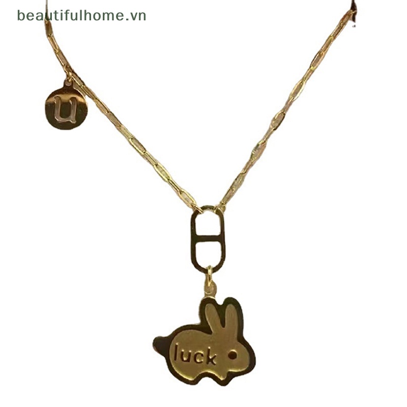[beautifulhome] Vòng Cổ Choker Mặt Thỏ May Mắn Hoạt Hình Màu Vàng Kim Thời Trang Dành Cho Nữ [beauty]