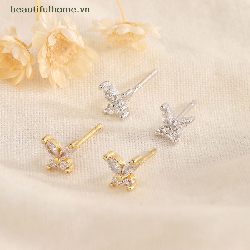 Bông Tai Hình Bướm Bằng Bạc Zircon Xinh Xắn Cho Nữ