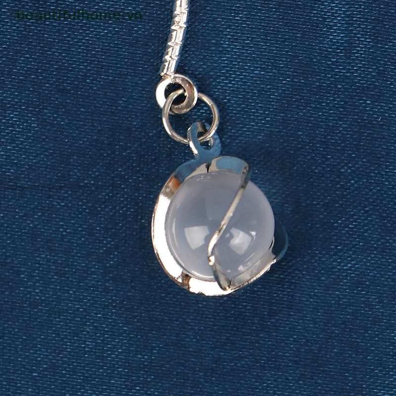 Bông Tai Dáng Dài Đính Đá Hình Tròn Bằng Sợi Tổng Hợp Dành Cho Cô Dâu