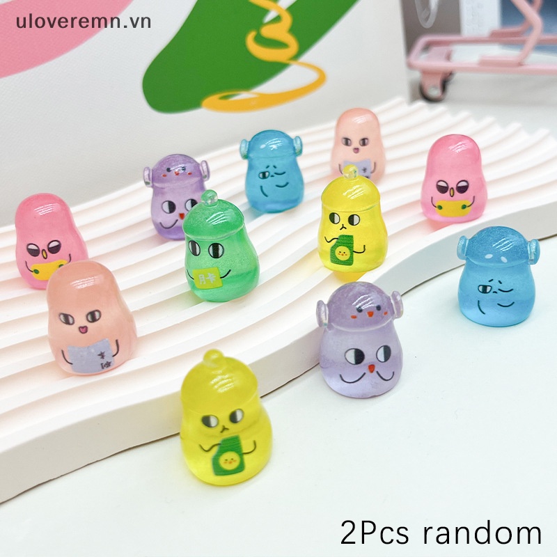 Set 2 Phụ Kiện Resin Họa Tiết Hoạt Hình Màu Dạ Quang DIY Trang Trí Nghệ Thuật Crafg