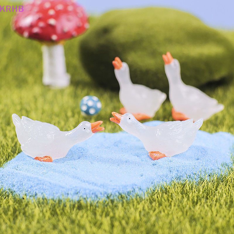 Set 3 Tượng Ngỗng Mini Bằng Nhựa Phát Quang DIY Trang Trí Sân Vườn Mới