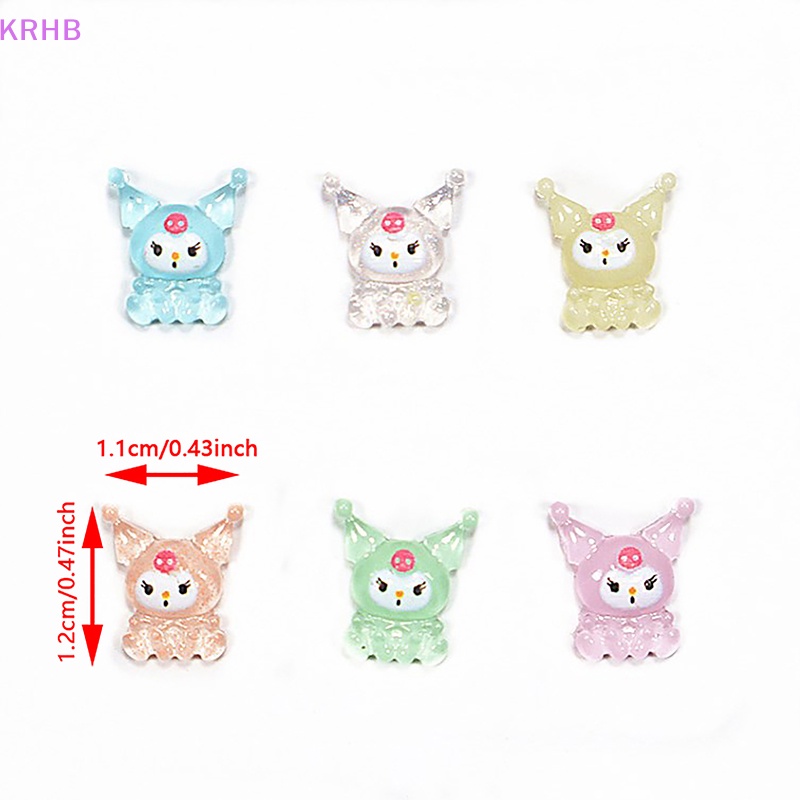 Set 10 Phụ Kiện Trang Trí Móng Tay Nghệ Thuật 3D Phát Sáng Trong Suốt Hình Hoạt Họa Mới