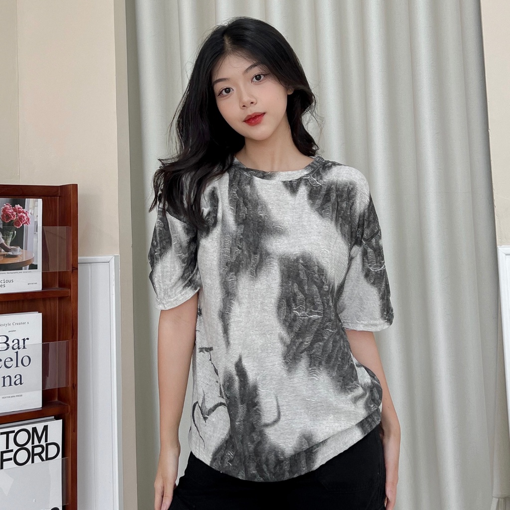 Áo thun len chất liệu 100% cotton form rộng unisex len hoạ tiết cao cấp TSS8067 by COCCACH