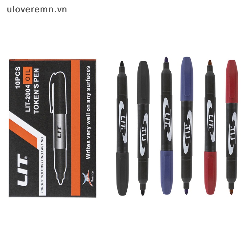 Set 10 Bút Lông Đánh Dấu Màu Đỏ / Xanh Dương / Đen Dành Cho Học Sinh