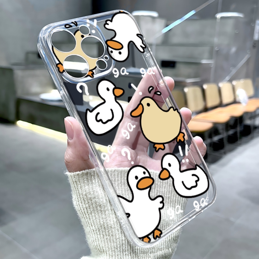 Ốp Điện Thoại TPU Mềm Chống Dấu Vân Tay In Hình Vịt Hoạt Hình Cho IPhone 11 14 13 12 Pro Max XS XR 7 8 Plus