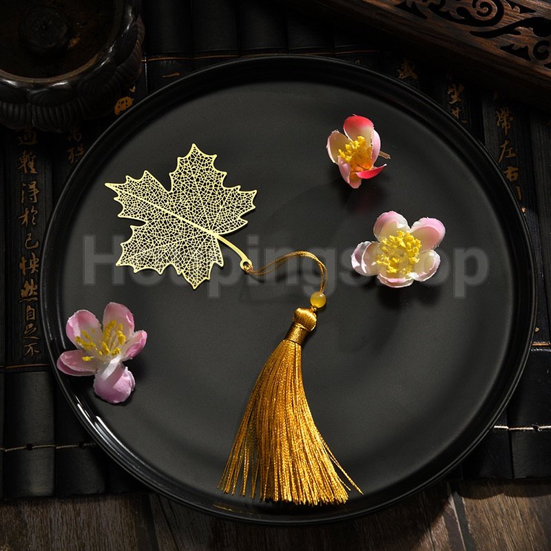 Bookmark Kim Loại Hình Lá Phong Cách Trung Hoa
