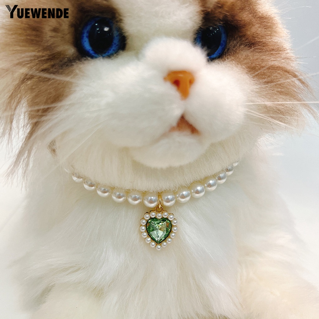 Vòng Cổ YQ.E Đính Pha Lê Giả Ngọc Trai Hình Trái Tim Có Thể Điều Chỉnh Cho Thú Cưng