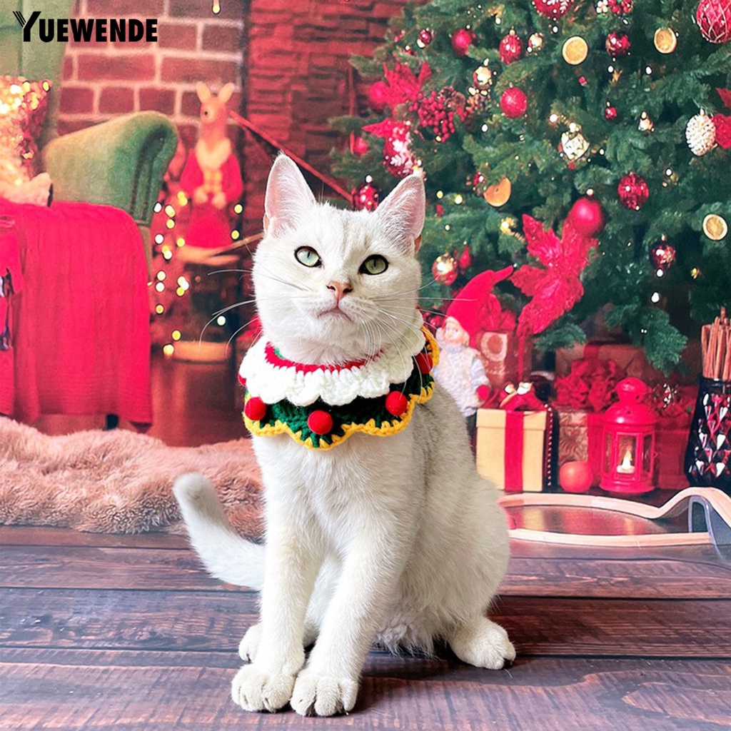 Yq.e Yếm Đeo Cổ Hai Lớp Thân Thiện Với Da Họa Tiết Cánh Hoa Trang Trí Giáng Sinh Dành Cho Thú Cưng