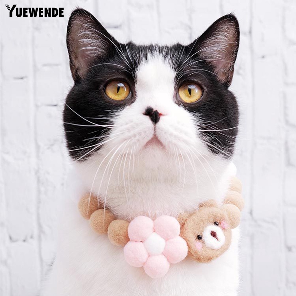 Yq.e Vòng Cổ Len Độ Co Giãn Cao Đầy Màu Sắc Có Thể Điều Chỉnh Gắn Quả Bông Cho Mèo Cưng Tại Nhà