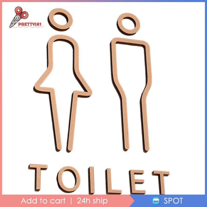 [Prettyia1] Set 2 Bảng Hiệu Toilet Phong Cách Bắc Âu Không Cần Khoan