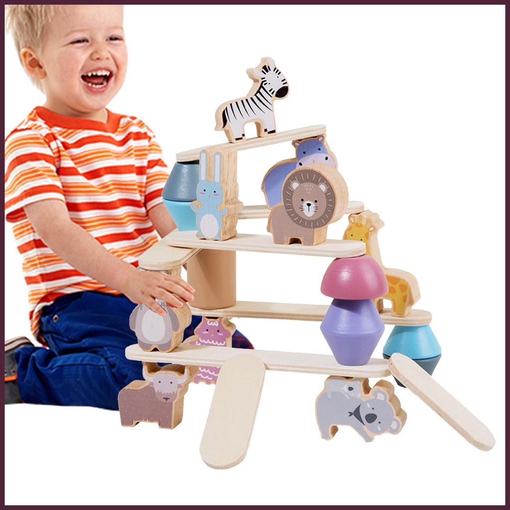 Đồ Chơi Khối Xếp Chồng Cân Bằng Hình Động Vật Hoạt Hình Giáo Dục Sớm Cho Trẻ Mẫu Giáo