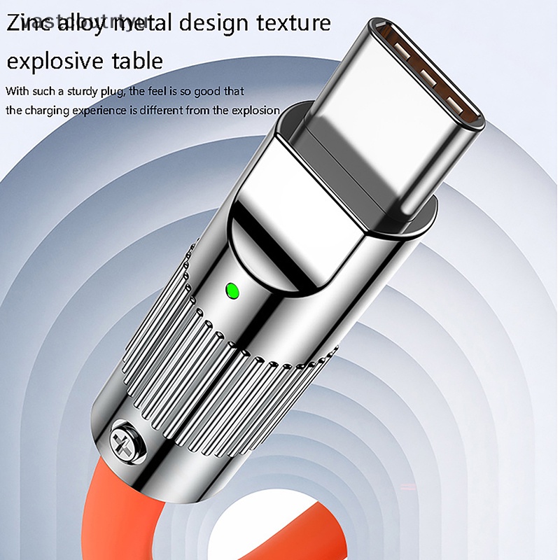 Dây Cáp Sạc Dữ Liệu Usb Loại C Bằng Hợp Kim Kẽm Và Silicone 120W Phát Quang Cho Huawei n