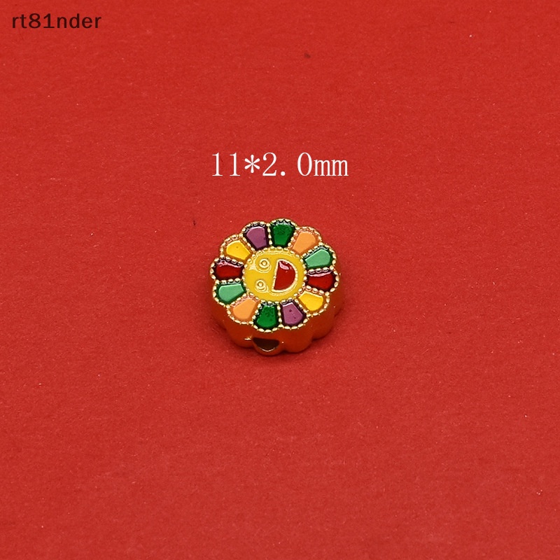 Rt Set 2 Mặt Vòng cổ / Móc Khóa Hình Hoa Hướng Dương Tráng Men Dầu DIY