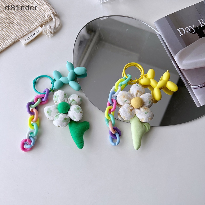 Móc Khóa Xe Hơi / Túi Xách / Túi Xách Bằng Vải Họa Tiết Hoa / Cô Gái Và Bong Bóng Nhiều Màu Dễ Thương